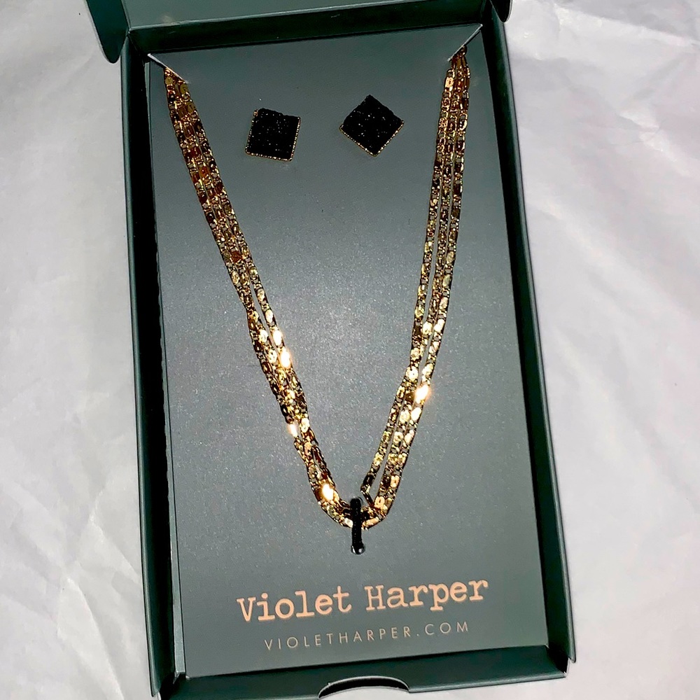 😍Isla Layered Necklace+Black Druzy earring - Picture 1 of 3
